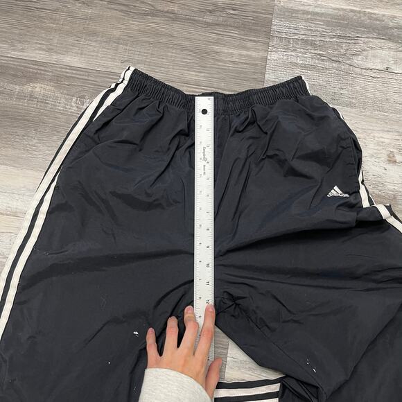 Vintage‎ y2k Adidas Black White Mens M Side Stripe Track Windbreaker Pants Lined - Picture 9 of 9